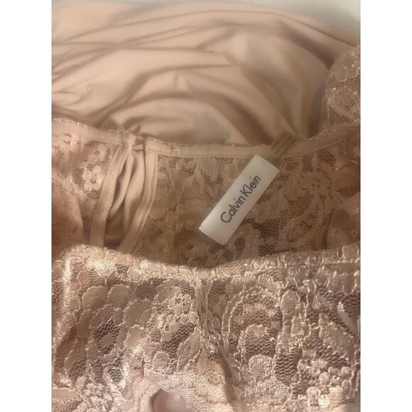 Calvin Klein Lace Sleeve Light Pink Blouse Women Size Medium - Picture 7 of 7